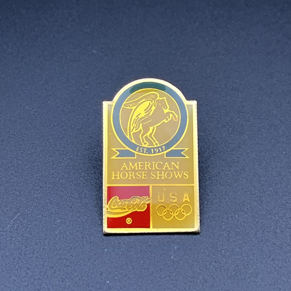 Vintage Olympic Games Coca-Cola Coke Team USA American‎ Horse Shows Hat Pin